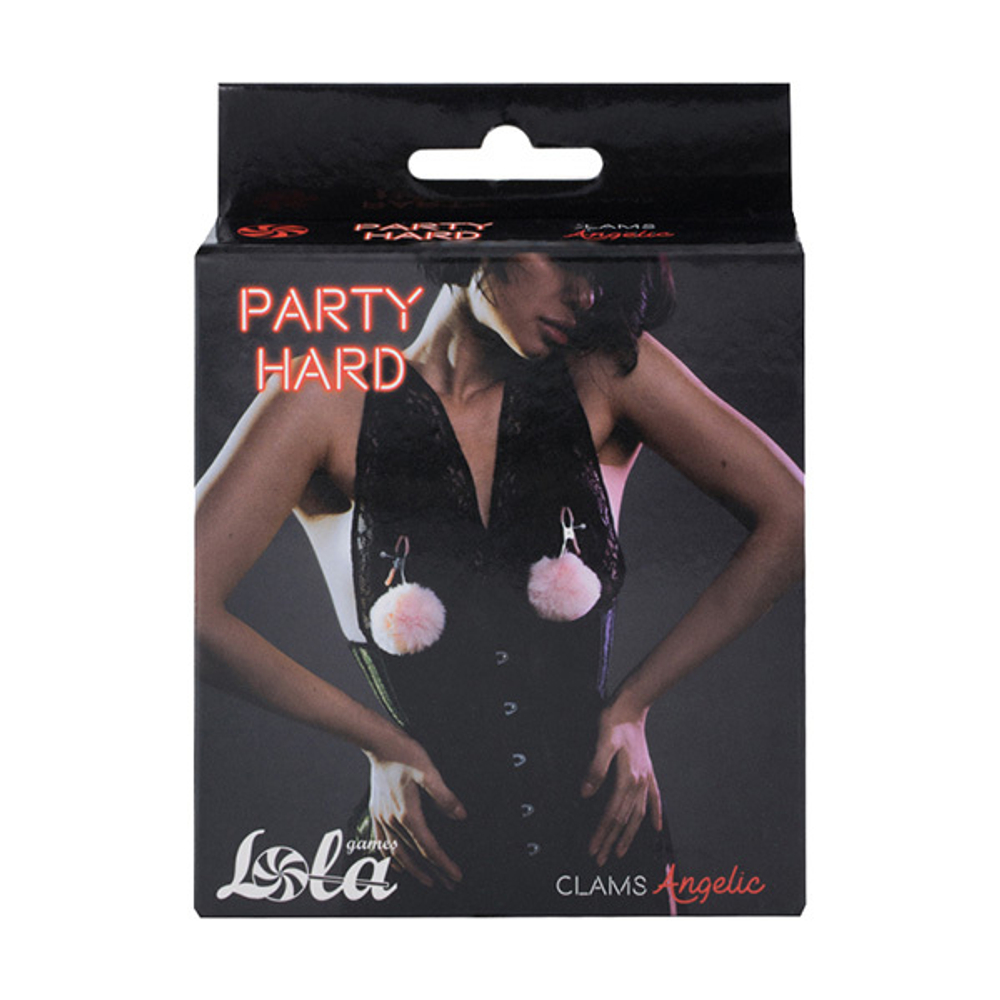 Зажимы на соски с розовыми меховыми шариками Lola Games Party Hard Clamps Angelic Pink 1140-02lola