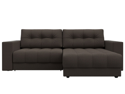 Диван угловой с декором Лига-049 НПБ, Амур 05 РОГОЖКА коричневый