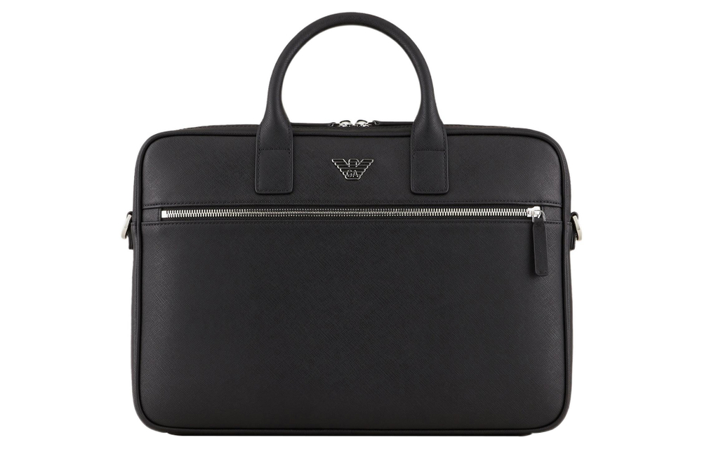 EMPORIO ARMANI Leather Briefcase, Shoulder Bag, Crossbody Bag, Handbag Men"s Black