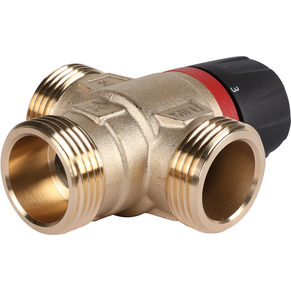 Клапан термостатический смесительный ROMMER - 1" (НР/НР, 35-60°C, Kvs 2.5, L-смешивание)