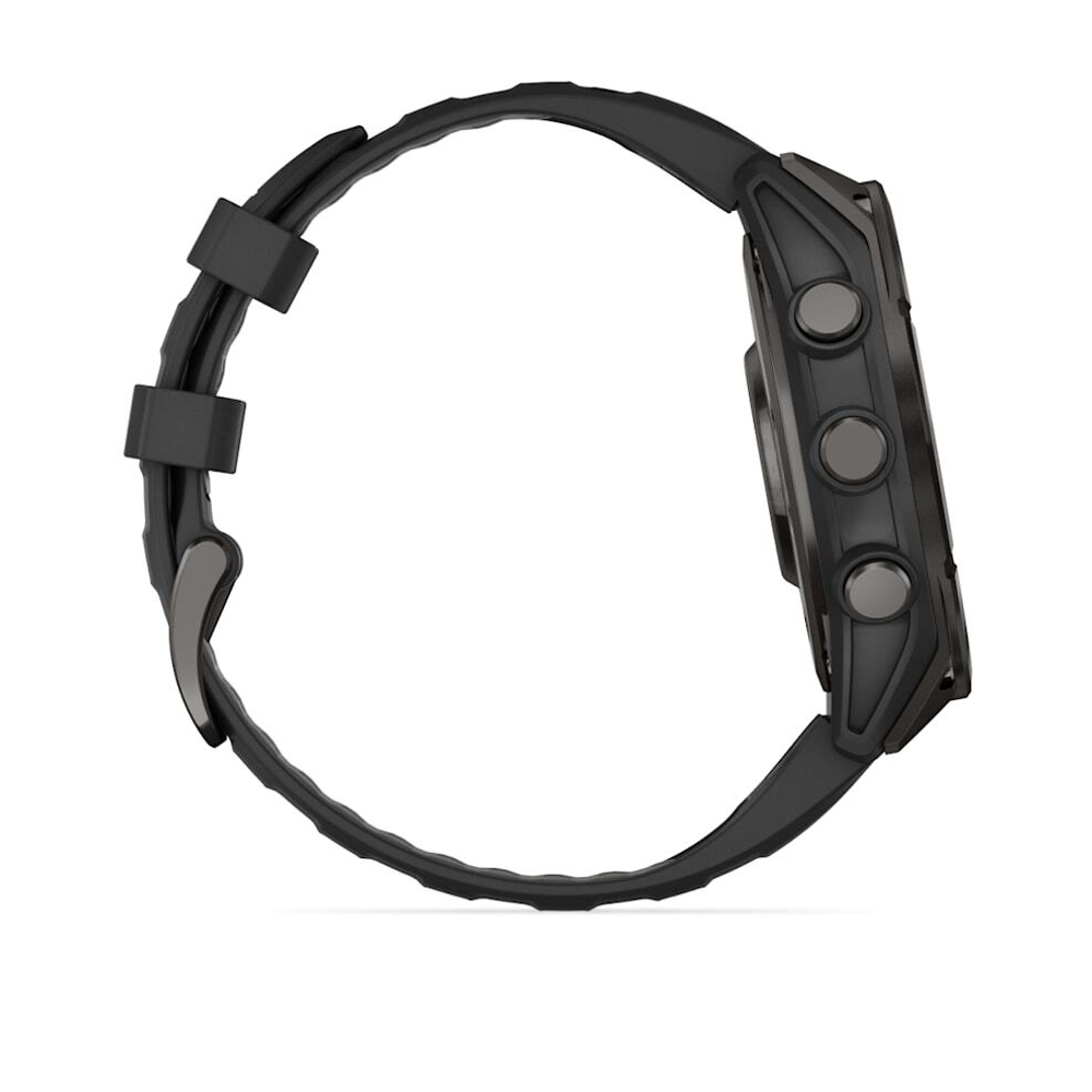 Смарт-часы Garmin Fenix 8, AMOLED Sapphire, 47 мм, угольно-черный DLC, пепельно-черный силиконовый ремешок, 010-02904-21
