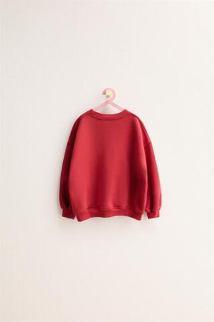 ZARA TIMELESS - ОДНОТОННАЯ ТОЛСТОВКА С НАДПИСЬЮ, КРАСНЫЙ