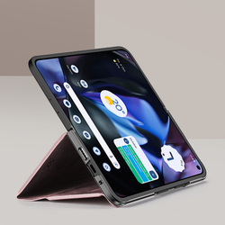 Чехол розового цвета с премиальной искусственной кожи от Dux Ducis для Google Pixel 9 Pro Fold, серия Bril Series Case