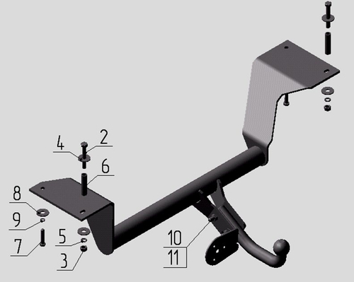 Фаркоп для Honda CR-V 1997-2002 Тип шара: A. Нагрузки: 1200/75 кг, HN 01