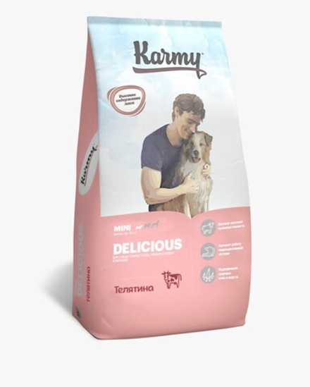 Karmy Делишес сухой корм для взрослых собак мелких пород, Телятина, 10кг. Карми