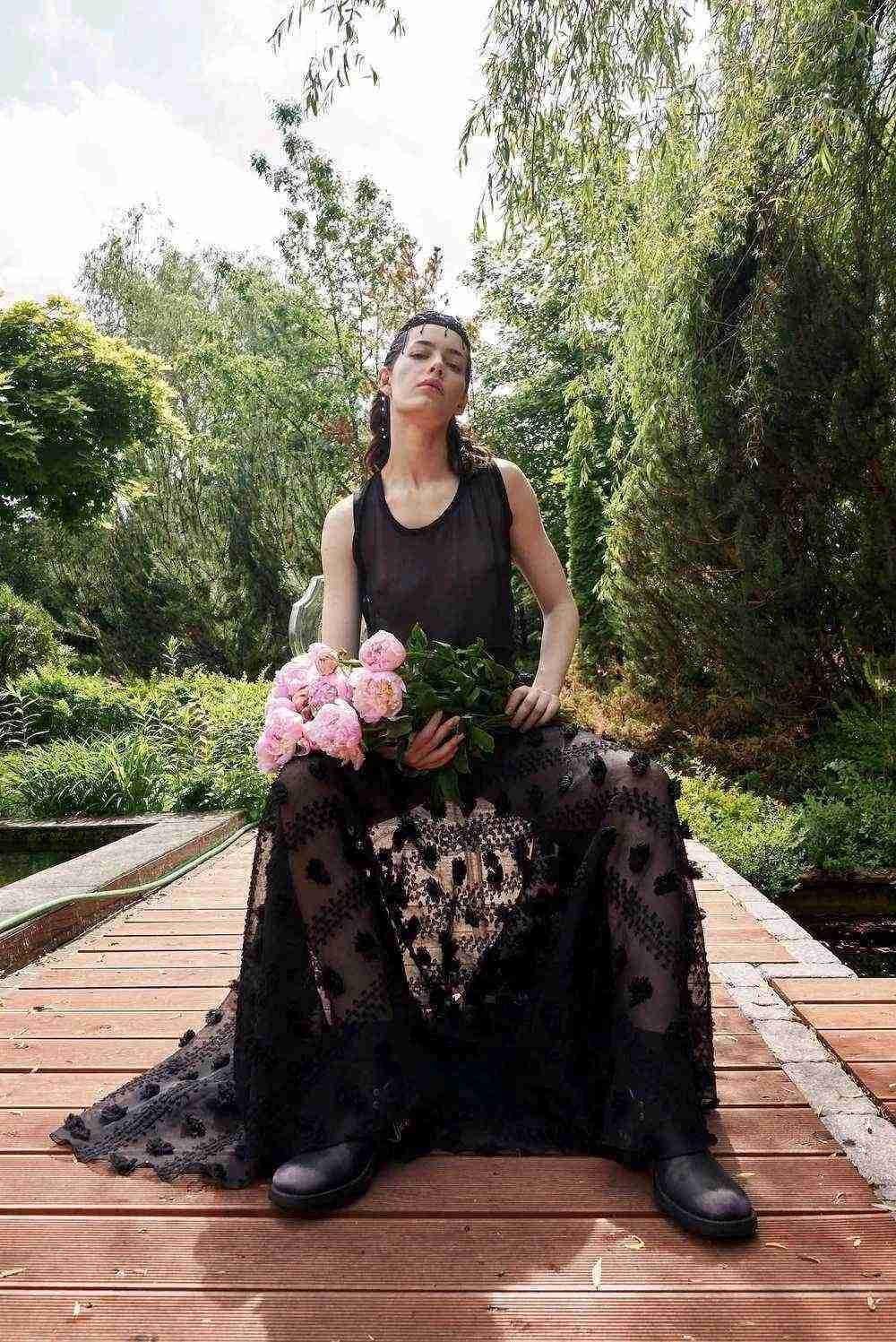 Юбка-макси прозрачная с цветами