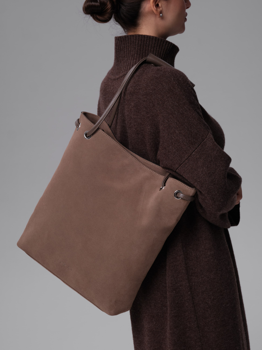 Замшевая сумка DBR 31228 серо-коричневый