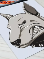 Наклейка - Бультерьер в ошейнике