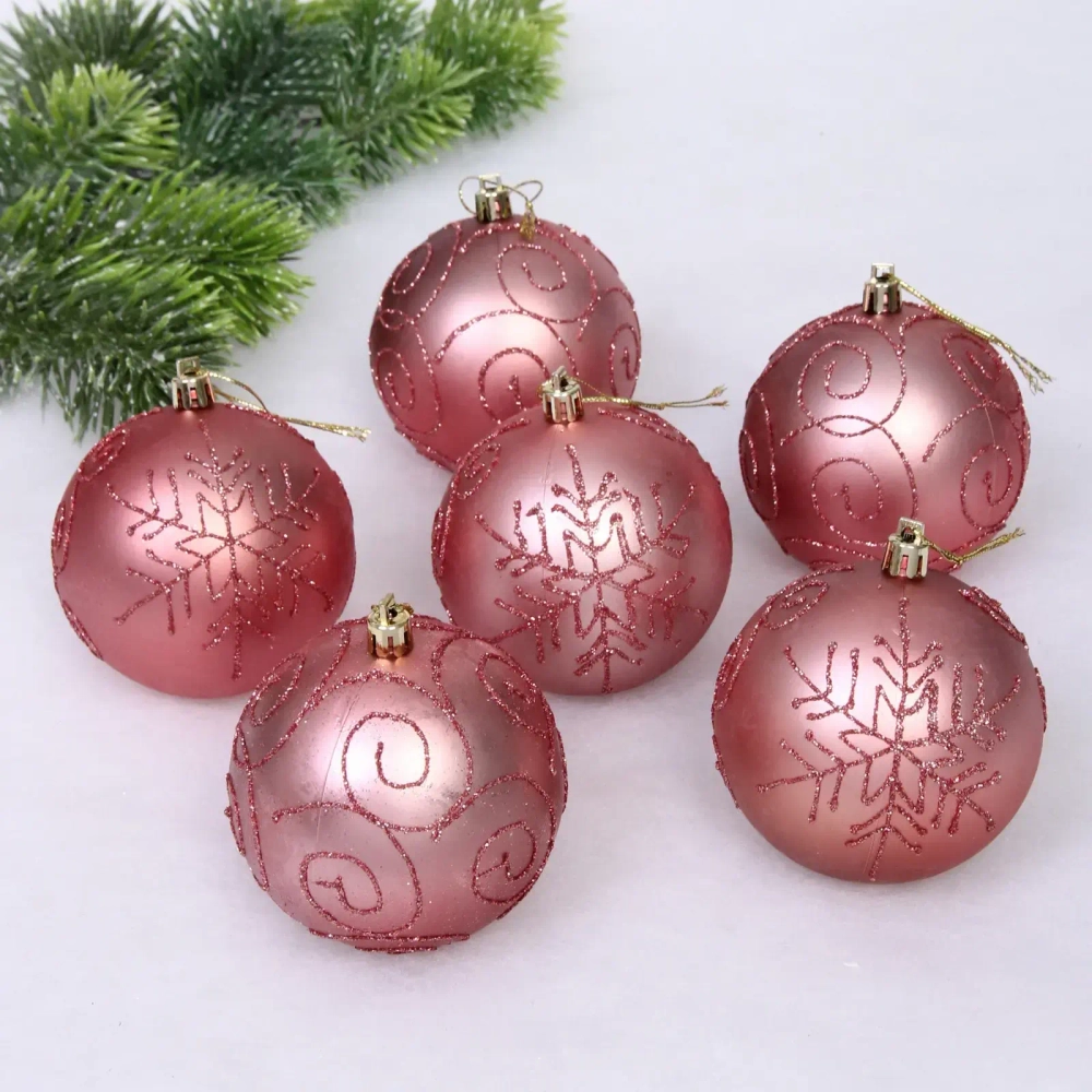 Набор шаров 8 см «Magic wish» (набор 6 шт), Розовое золото