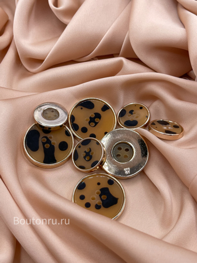Пуговицы на прокол с леопардовым принтом в золоте