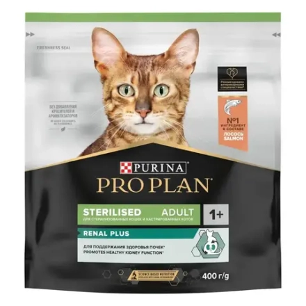 Корм сухой Лосось, 400г для стерилизованных кошек Pro Plan RENAL PLUS