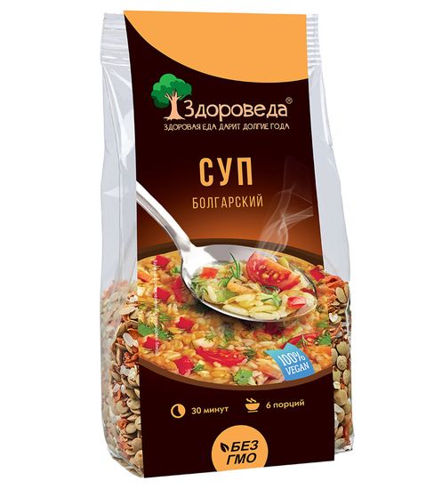 Суп болгарский с зеленой  чечевицей, помидорами и сельдереем "Здороведа", 250г.
