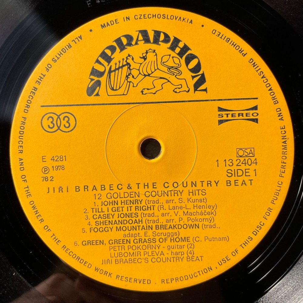 Винтажная виниловая пластинка LP Jir Brabec and The Country Beat Иржи Брабец, 12 Golden Country Hits (Чехословакия 1978) Till I Get It Right