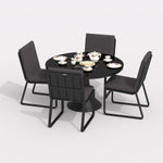 Обеденная группа Ideal Patio ДИВА ГИРА  каркас карбон, стол стекло диа 110, ткань антрацит