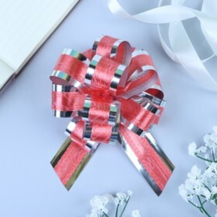 Бант-шар №3,2 "Розы в серебре" цвет красный