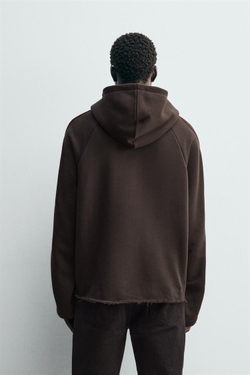 ZARA ТОЛСТОВКА С КОНТРАСТНЫМИ ПОЛОСАМИ, ШОКОЛАДНЫЙ