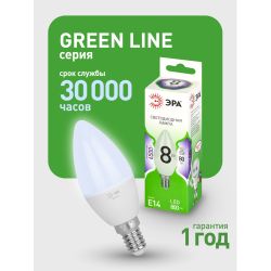 Лампа светодиодная ЭРА GREEN LINE LED B35-8W-865-E14 GL 8Вт свеча холодный свет E14