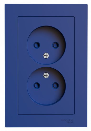 Розетка 2-м. AtlasDesign 16А без заземл. со шторками в сборе аквамарин SE ATN001122
