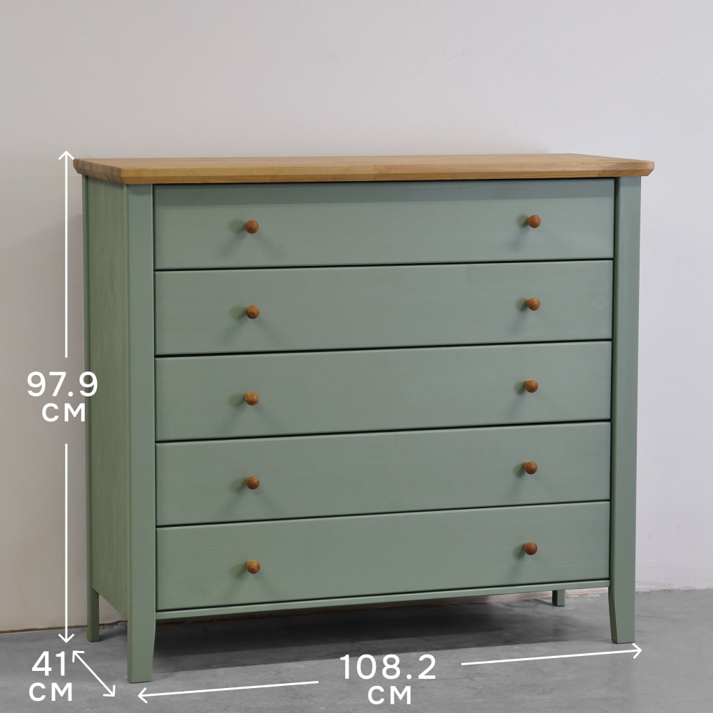 Комод с ящиками Саргас, для одежды деревянный, массив сосны, эвкалипт