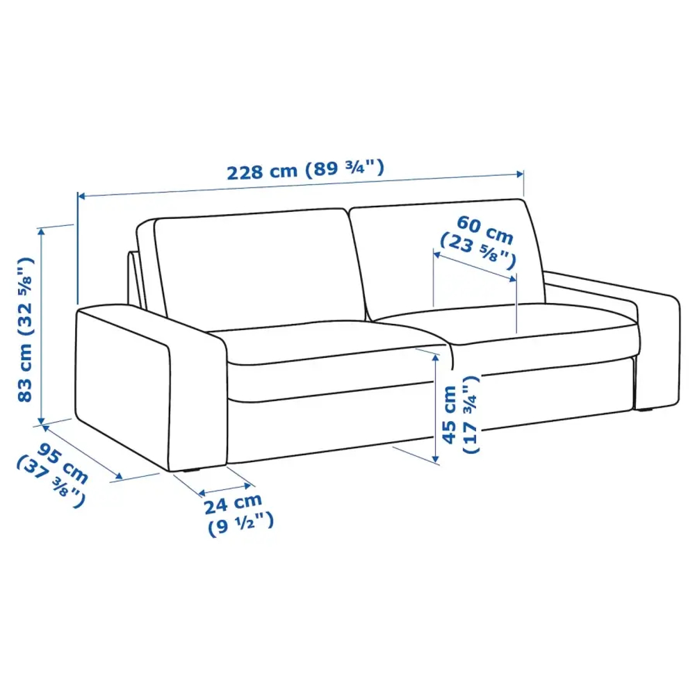 Диван 3-местный - IKEA KIVIK/КИВИК ИКЕА, серый