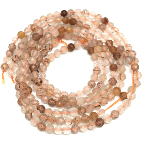 Кварц граненый 3 мм, бусины (нить)