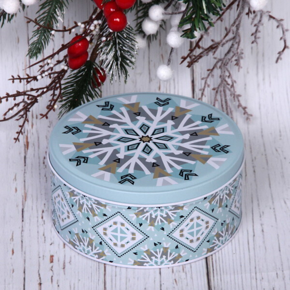 Банка жестяная «Снежинка» 800мл 13,6*7,3см