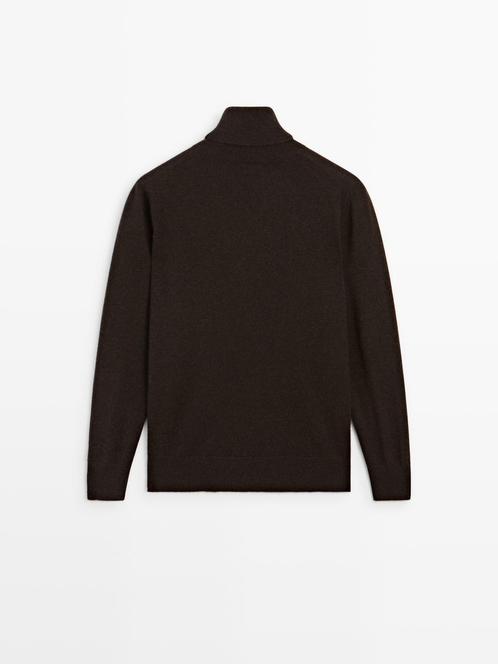 Massimo Dutti Трикотажный свитер из 100% кашемира с высоким воротником, коричневый