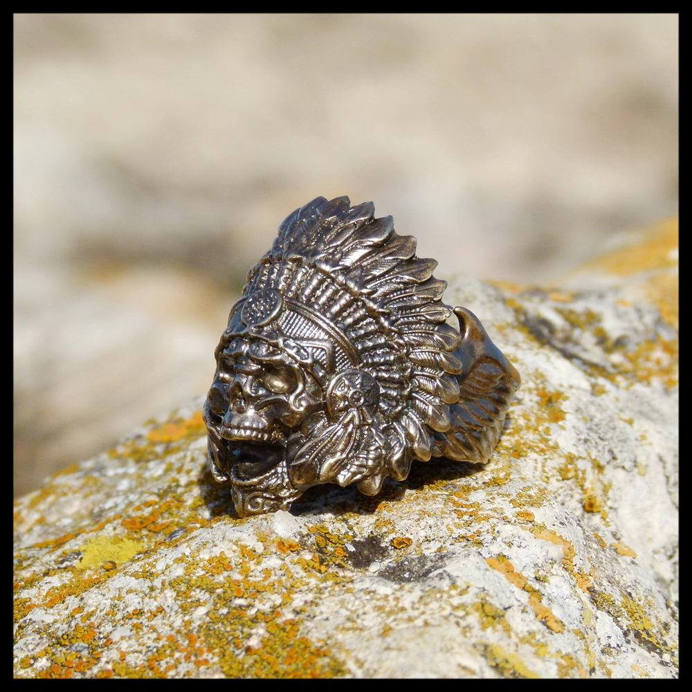 Кольцо мужское "Вождь" латунь , печатка для мужчин