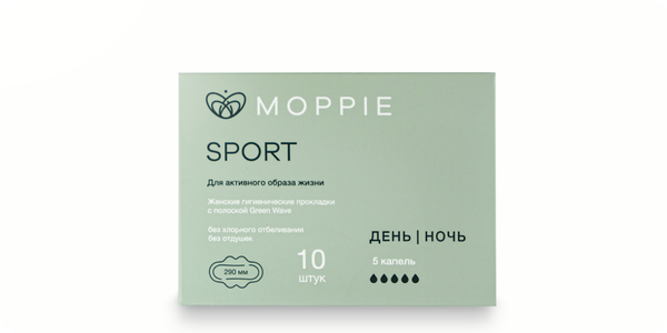 ПРОКЛАДКИ ДНЕВНЫЕ MOPPIE SPORT 290 ММ 5 КАПЕЛЬ 10 ШТ