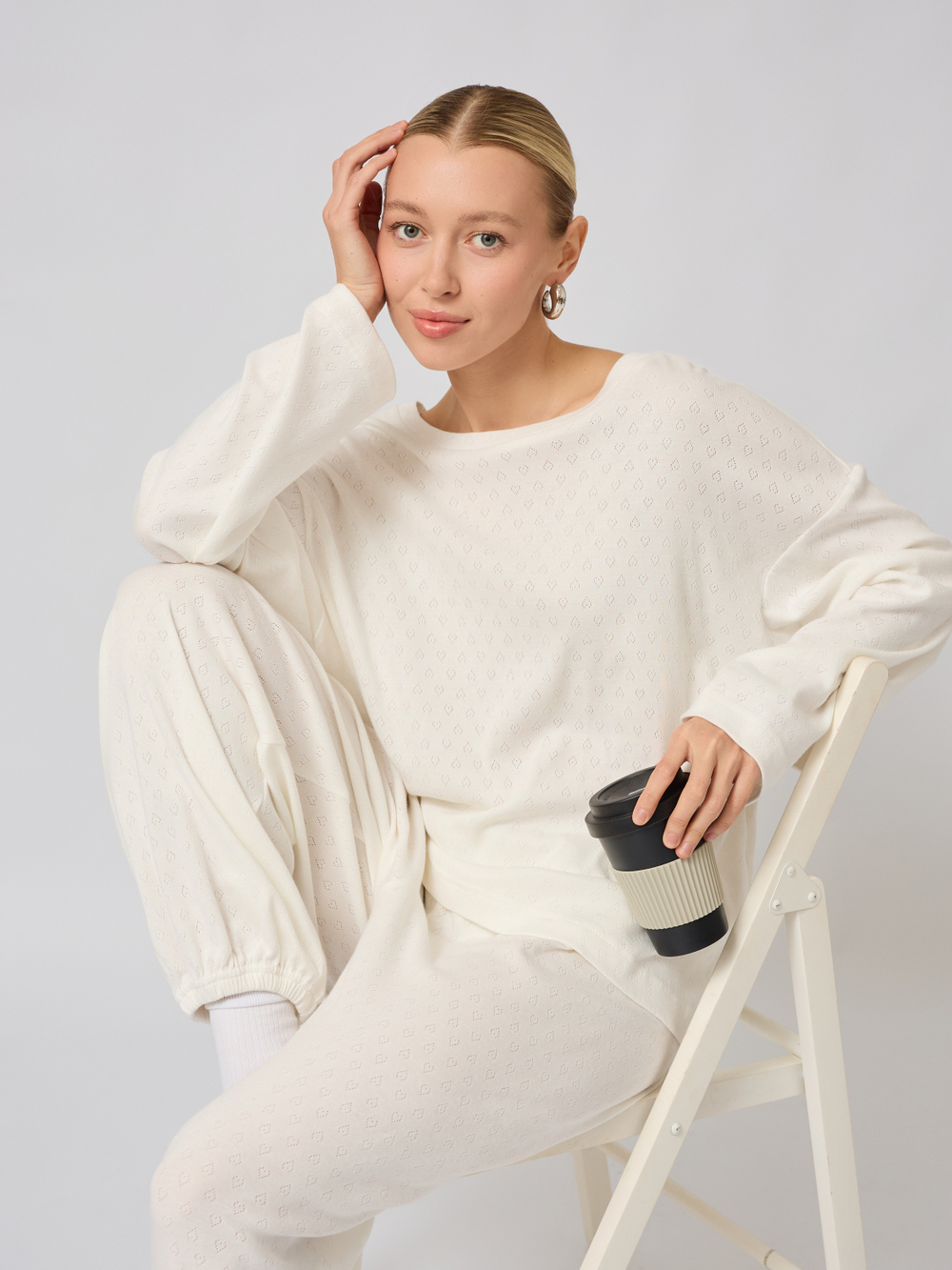 Пижама с брюками и лонгсливом " сердечки"