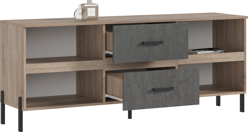 Тумба для ТВ Ким (металл), Бетон темный, Сонома