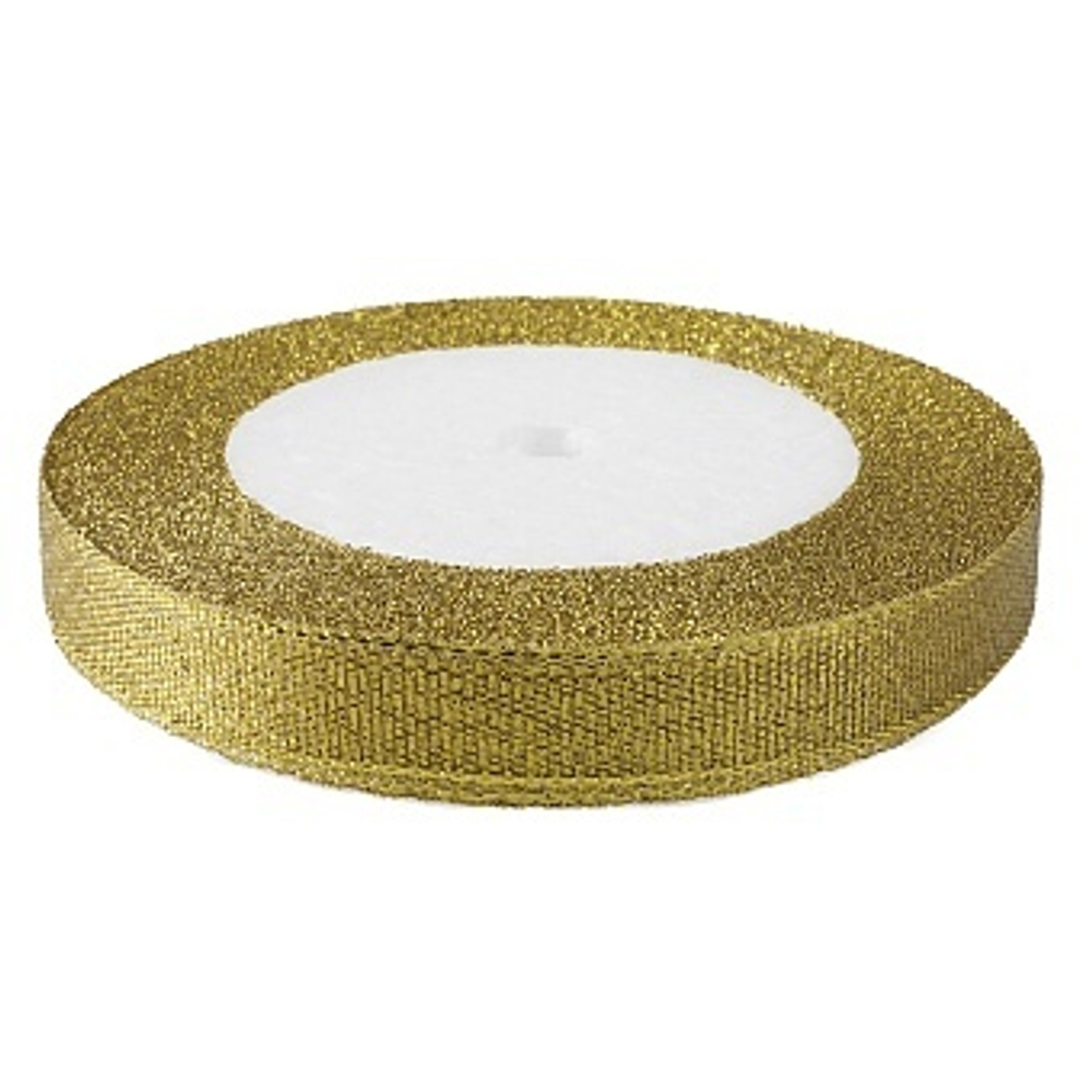 Лента парча (1,2 см*22,85 м) Мерцающий блеск Золото Металлик