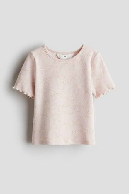H&M Футболка в рубчик, светло-розовый