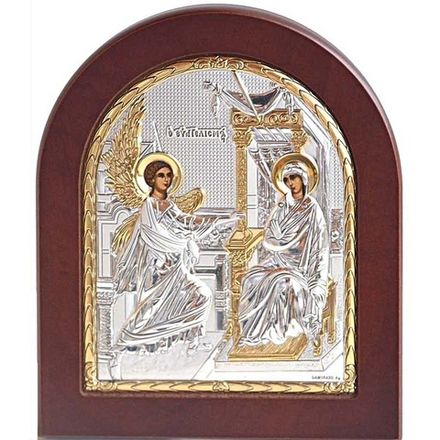 Благовещение Пресвятой Богородицы. Икона в серебряном окладе.