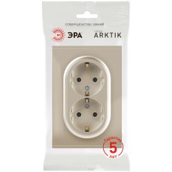 Розетка ЭРА Arktik 16-2104-04 двойная с заземлением 2X2P+E Schuko 16А-250В шампань | Эра Arktik