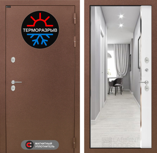 Термомагнит зеркало Панорама белый софт