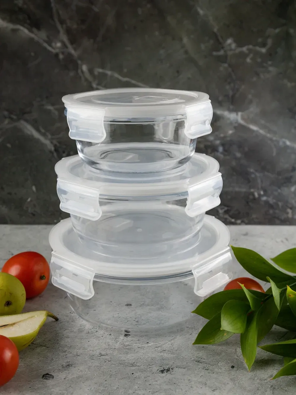 Контейнеры для еды стеклянные, 325 мл. 2 шт, 600 мл 1 шт.