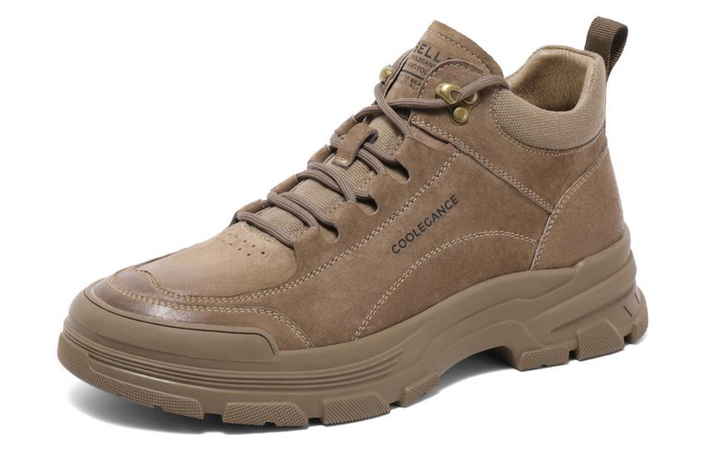 BELLE Split Pig Leather Short Outdoor Boots 5.5cm Men"s