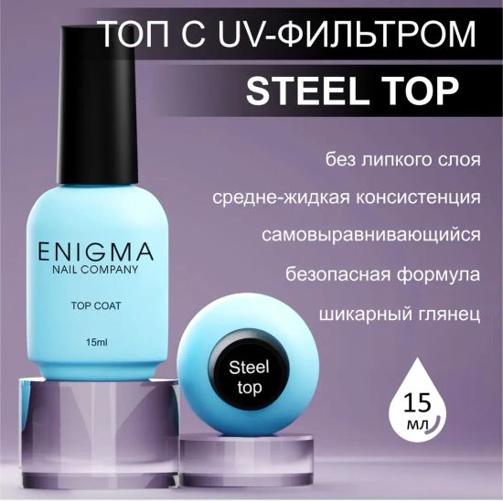 Топ без липкого слоя ENIGMA Steel 15 мл.