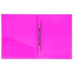 Папка с пружинным cкоросшивателем Brauberg Neon, 700мкм, корешок 16мм с карманом, розовая