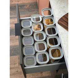 Банка для хранения квадратная Vacuum Glass, 1 л, светло-серая