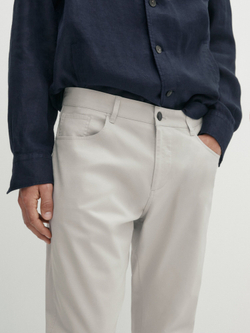 Massimo Dutti Зауженные брюки с отделкой под деним, дымчатый