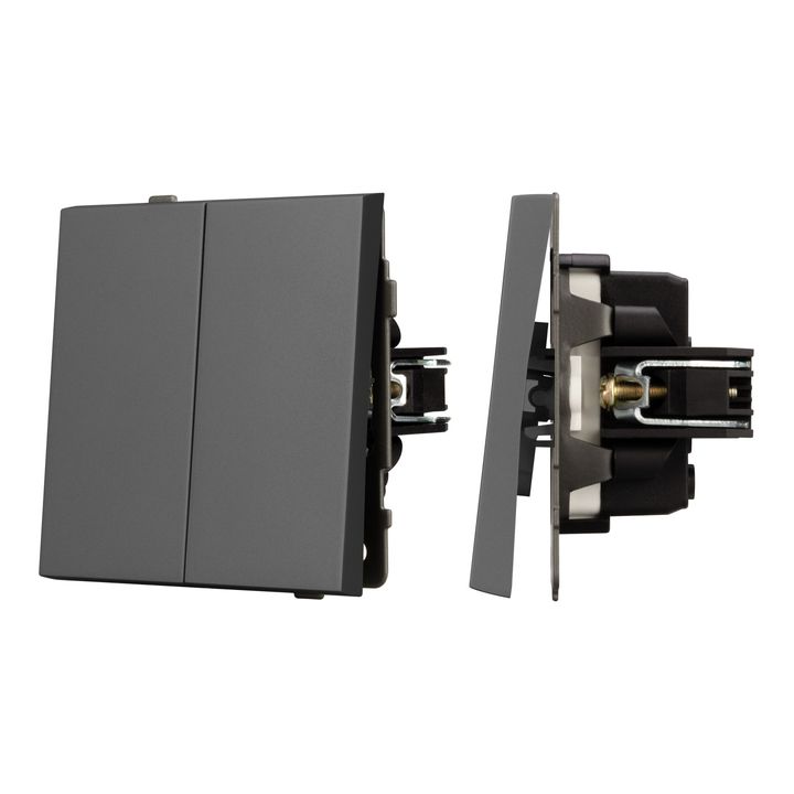 Механизм выключателя двухклавишный проходной SWT-TENDO-MKP2-SFPL-GR (230V, 10A) Arlight 054555