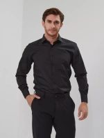 Рубашка на невысокий рост LOW SLIM FIT с длинным рукавом, черная