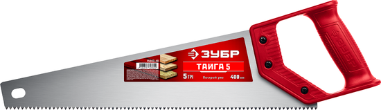 Ножовка по дереву ЗУБР Тайга 400 мм прямой крупный зуб быстрый рез поперек волок