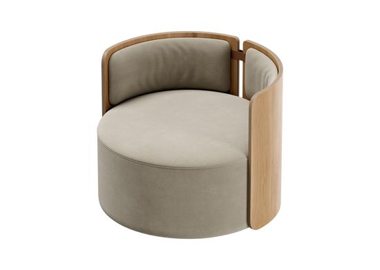 Кресло крутящееся Lagom 800 цвет светло-бежевый FiberGuard/натуральный дуб