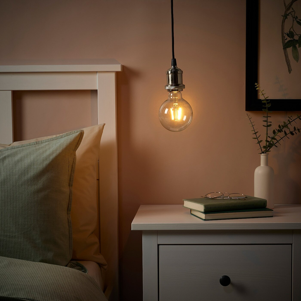 IKEA JÄLLBY  (ИКЕА ЙÄЛЛБЙ)  -  / LUNNOM Подвесной светильник с лампой, никель/прозрачная сфера