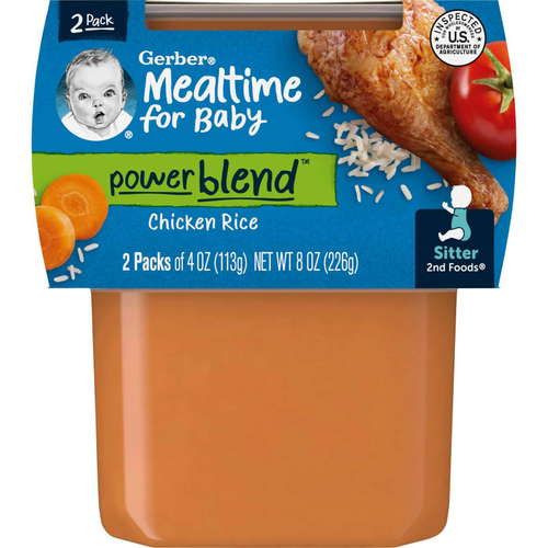Gerber, Mealtime for Baby, Power Blend™, 2nd Foods®, курица и рис, 2 пакетика по 113 г (4 унции)