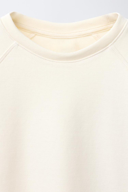 ZARA БАЗОВАЯ ФУТБОЛКА С РУКАВАМИ РЕГЛАН, ЭКРЮ