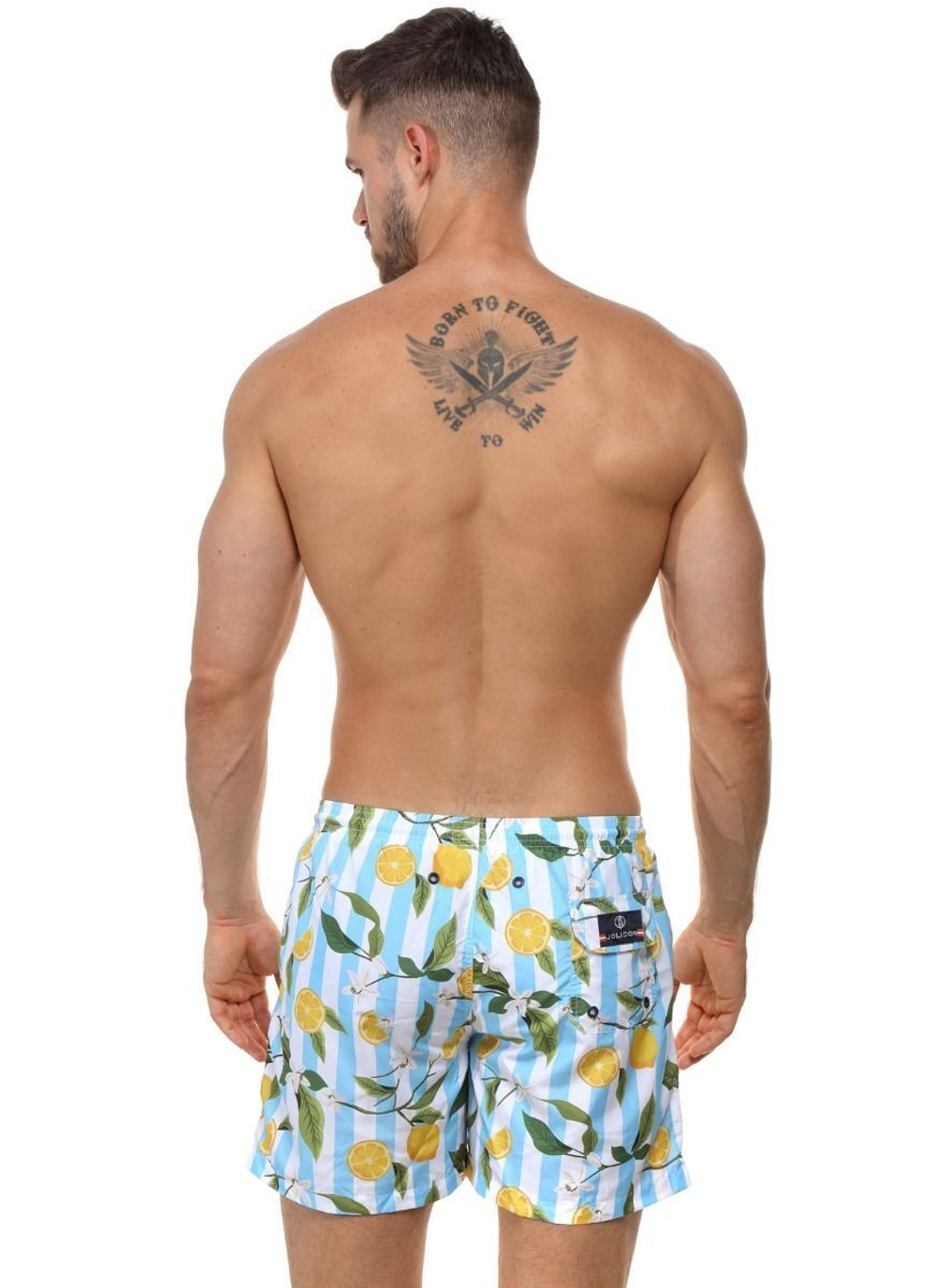 Мужские пляжные шорты с принтом в виде лимонов (Размер: L) (Цвет: желтый)
